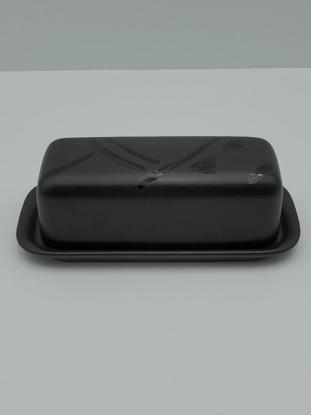 Pfaltzgraff Midnight Sun Butter Dish Black 1/4 Lb Covered Butter Dish
